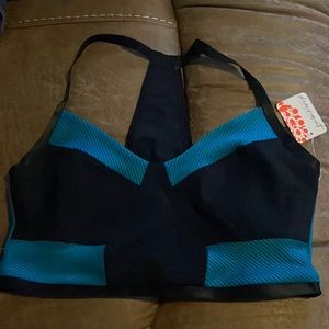 M black/turquoise sports bra